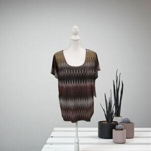 NOTATIONS WOMEN‎ SHORT SLEEVE PULLOVER TOP 2X NWT BROWN AND TAN